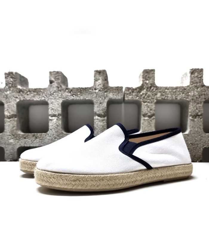 Alpargatas blanca lona hombre Calzahome medio perfil