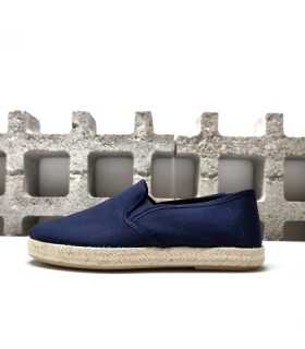 Alpargata azul hombre Calzahome perfil con vira de esparto