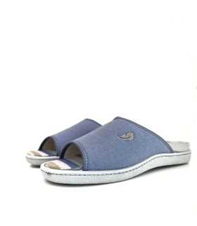 Zapatilla casa mujer azul con corte textil transpirable