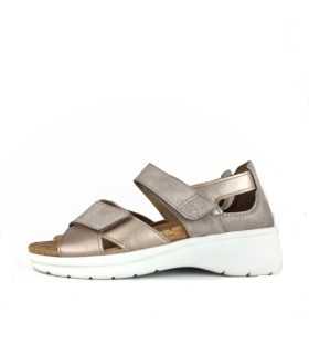 sandalia ancha piel mujer color piedra lateral
