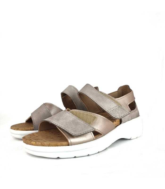 sandalias ancha mujer piel piedra Lumel medio perfil