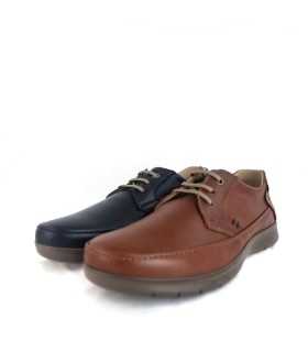 Zapato sport de cordones punteado de Luisetti de piel marron o azul