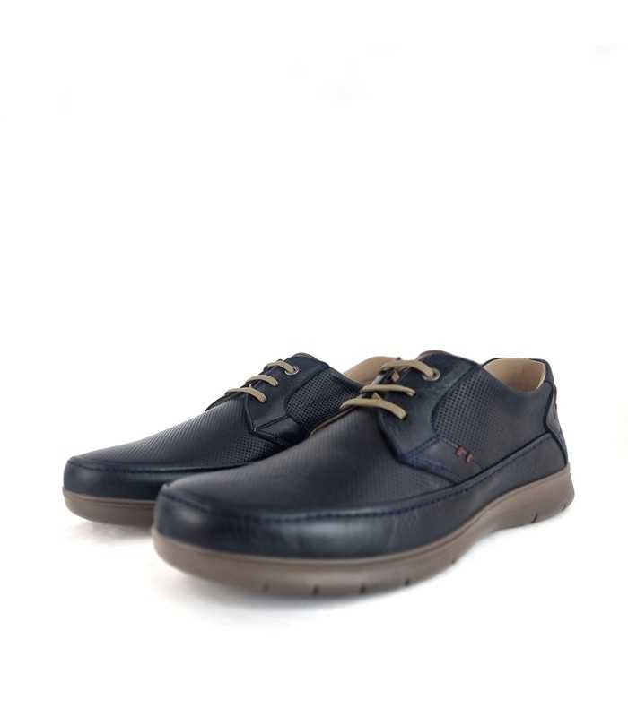 zapato cordones hombre azul verano Luisetti medio perfil