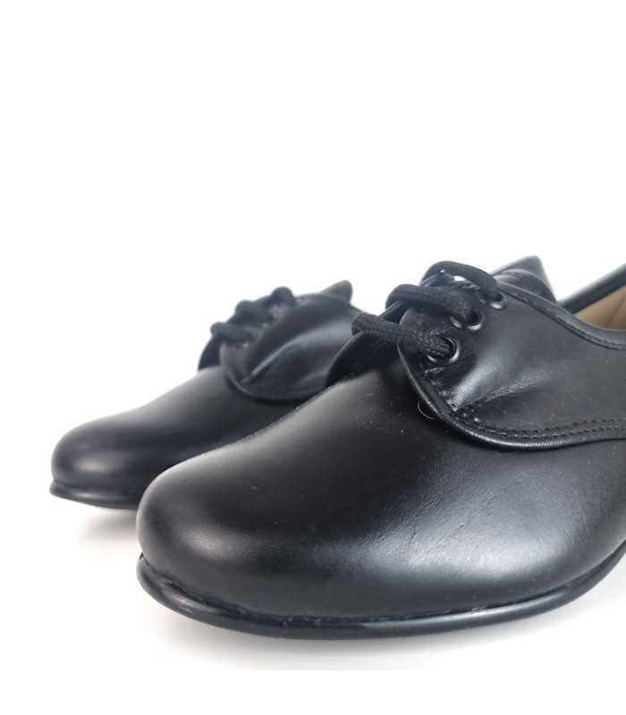 zapatos baile mujer negros piel detalle cordones