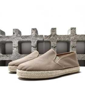 Alpargata beige lona hombre Calzahome medio perfil
