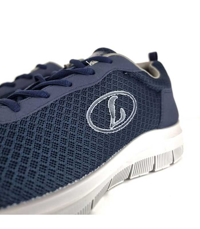 Detalle del textil transpìrable de Zapatilla deportiva Runner azul cordones de Luisetti