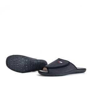 Zapatilla casa descalza hombre pala velcro de Cabrera gris