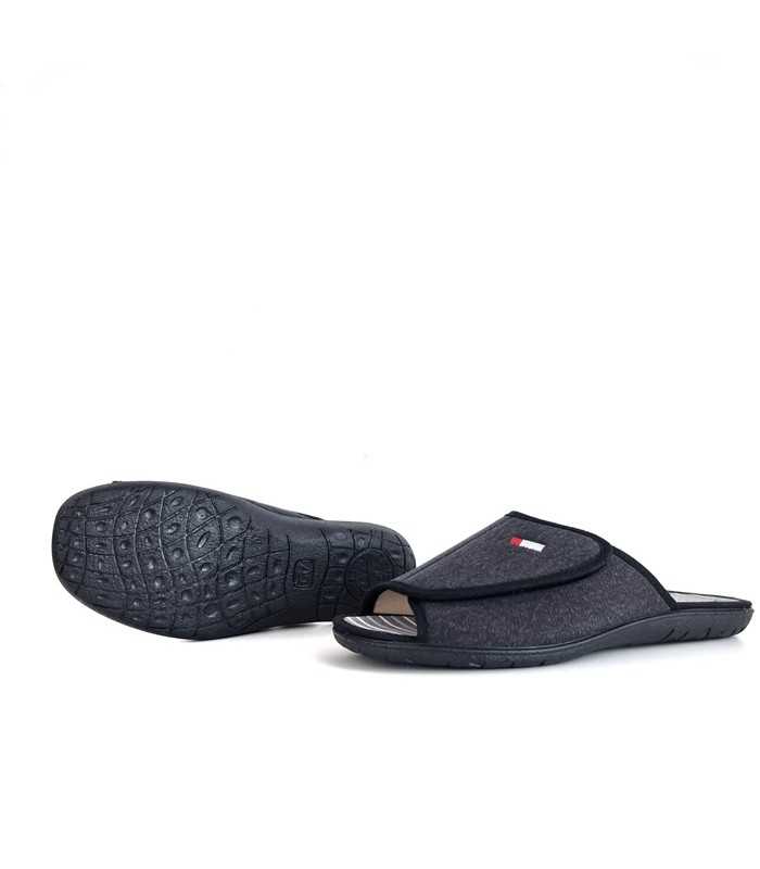 Zapatilla casa descalza hombre pala velcro de Cabrera gris