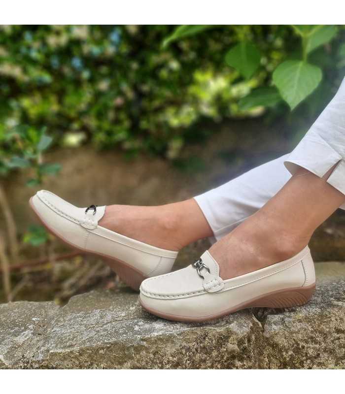 Mocasín mujer piel beige de Vicmart