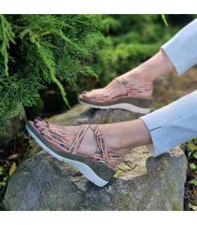 Sandalia piel Etnica velcro tira cruzada de Comfort Class