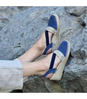 Alpargata cuña media pasamaneria empeine de AnseRioja azul o beige