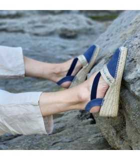 Alpargata cuña media pasamaneria empeine de AnseRioja azul o beige