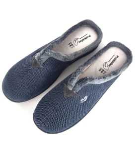 Vista superior de la zapatillas descalza azul noche Plumaflex