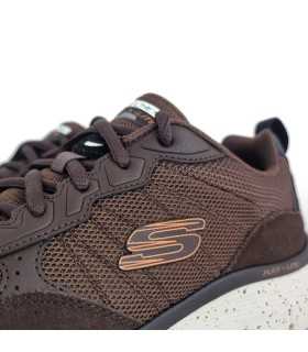 Detalle del cierre con cordones en Zapatilla deportiva hombre marrón Flex Advantage de Skechers