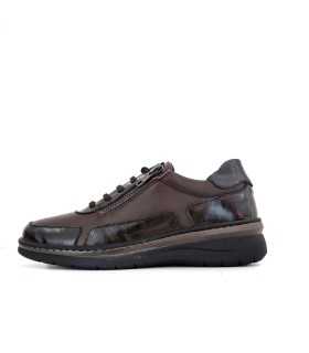 Zapatos mujer cordones piel marrón vista lateral