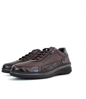 vista de semiperfil de Zapatos mujer cordones piel marron