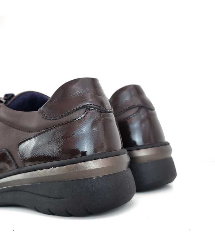 Zapatos cordones mujer piel marrón con cuello acolchado