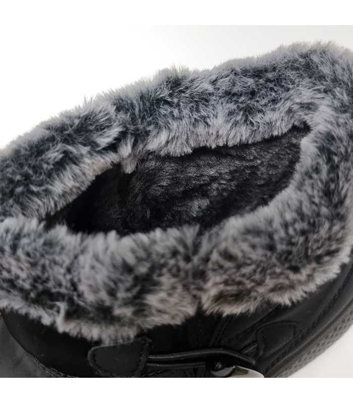 detalle de forro de pelo de Botínes textil para mujer color taupe