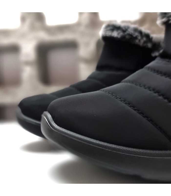 detalle de puntera de Botín textil para mujer color negro