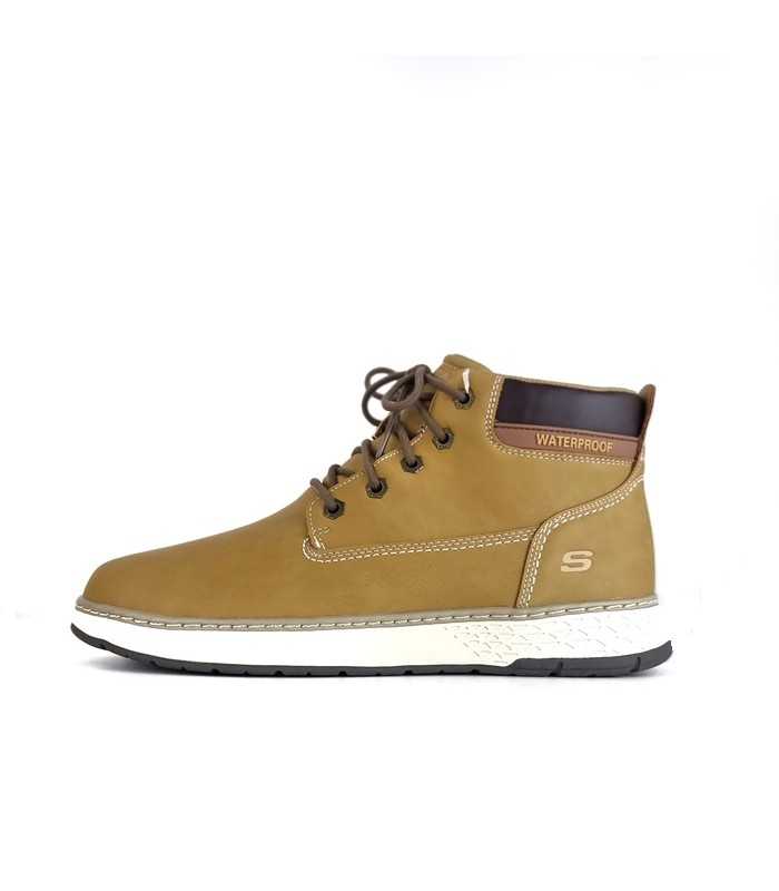 Foto de perfil : Bota amarilla hombre Skechers Garlan-Deno vista de perfil.