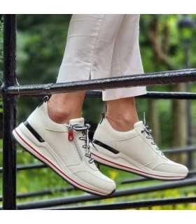 Deportivo blanco mujer Billion - Side Line de Skechers puestos en modelo