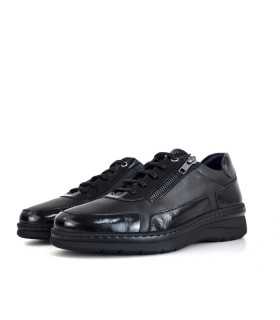 vista  de sem iperfil Zapatos mujer negro con cordones piel