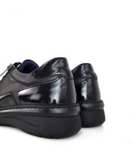 Zapato cordones mujer piel negro con cuello acolchado