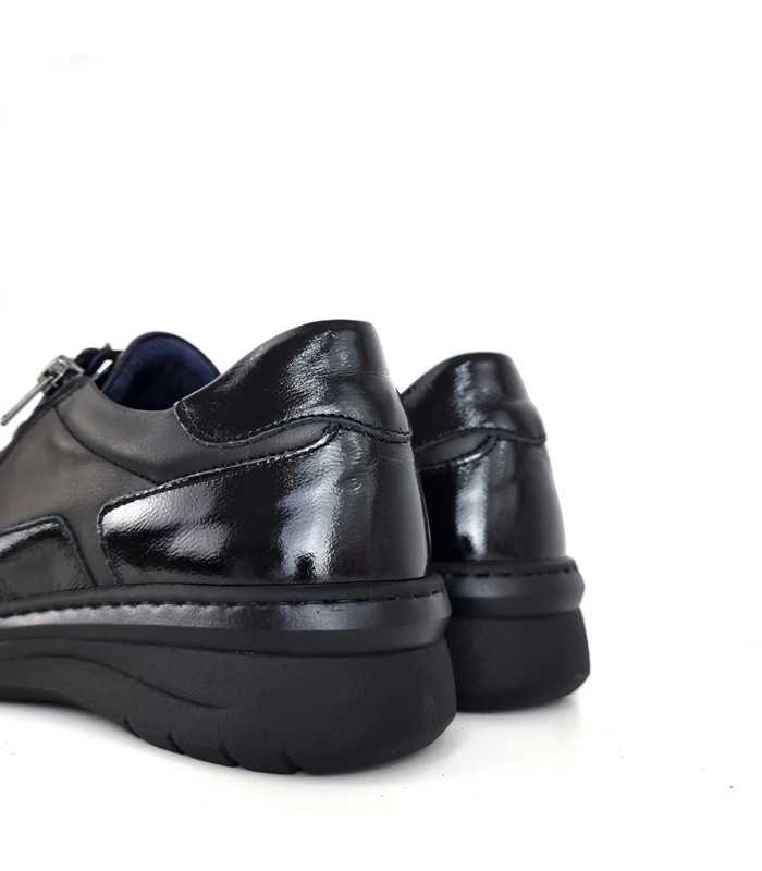 Zapato cordones mujer piel negro con cuello acolchado