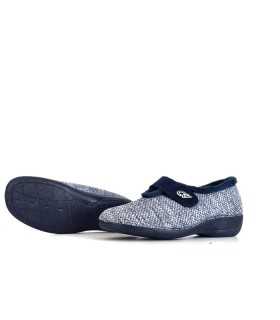 Piso antideslizante de Zapatillas casa mujer velcro azul