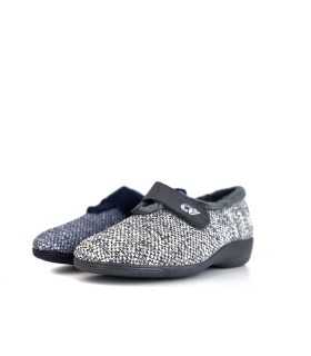 Vista lateral de la zapatillas gris y la azul para mujer de Cabrera
