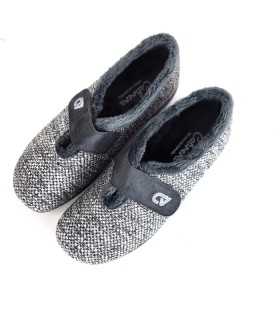 vista desde arriba de Zapatilla casa mujer velcro color gris