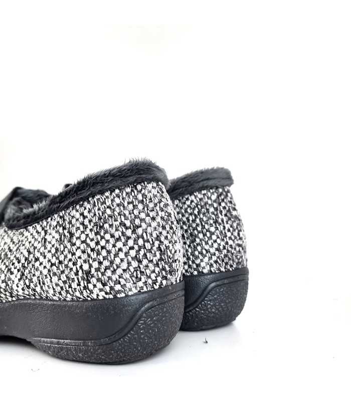 Vista de trasera de Zapatilla casa mujer velcro gris