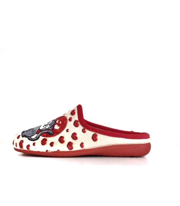Vista lateral de las Zapatillas Gatos Amor, con su diseño aterciopelado y detalles de gatitos