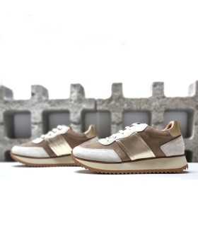 vista de los dos laterales de zapatillas mujer walk fly en piel
