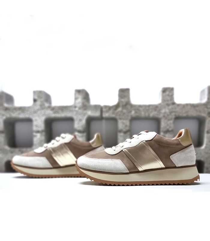 vista de los dos laterales de zapatillas mujer walk fly en piel