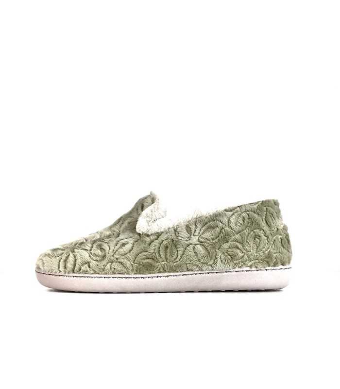Perfil completo: Zapatillas casa cerrada Sudan verde desde el perfil.
