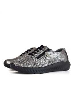 Zapatos deportivos plata reptil Ani Suave By Leyland - diseño medio perfil