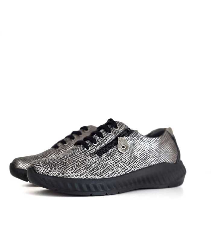 Zapatos deportivos plata reptil Ani Suave By Leyland - diseño medio perfil