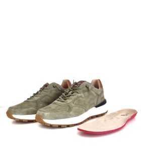 Plantilla extraible de detalle de cierre cordones Deportivo piel Kangaroos hombre verde