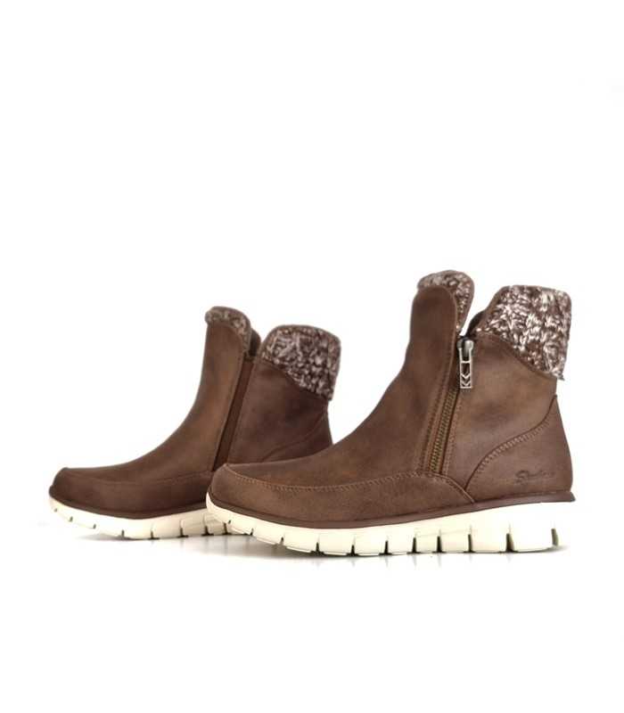 vista de los do perfiles de remate de punto de Botas mujer Collab Skechers marron