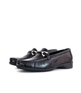 Mocasín piel charol Fleximax disponible en azul, negro y rojo - diseño medio perfil