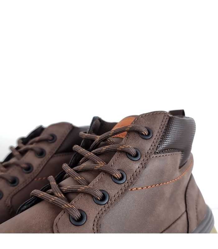 detalle de cierre de cordones de Bota casual hombre Vicmart marron chocolate