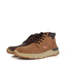 Vista de perfil de Bota casual hombre en color marrón claro y en marrón chocolate