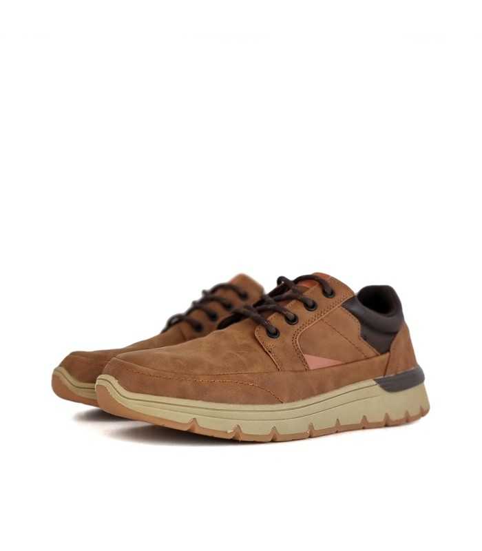 vista  de semi perfil de Zapato marrón cordones Vicmart