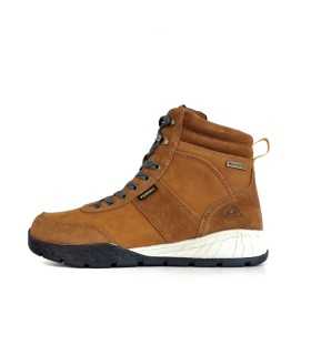 vista de perfil de Botas Benasque Paredes en piel nobuck marrón, con membrana impermeable