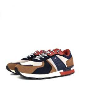 Vista semi perfil de Zapatilla deportiva hombre Oasis azul