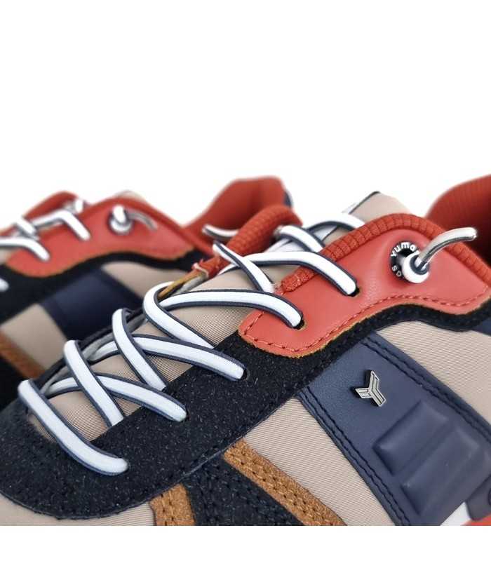Cordones elásticos con opción de cordones convencionales en zapatilla Oasis azul.
