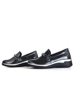 Vista de los dos perfiles de zapato con cuña mujer Miss gris