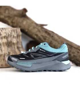 Vista lateral : Zapatillas de trekking Chiruca Sucre Lady en colores negro-azul, perfectas para senderismo.