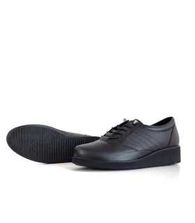 Piso de goma flexible en cuña de zapatos negros de vicmart